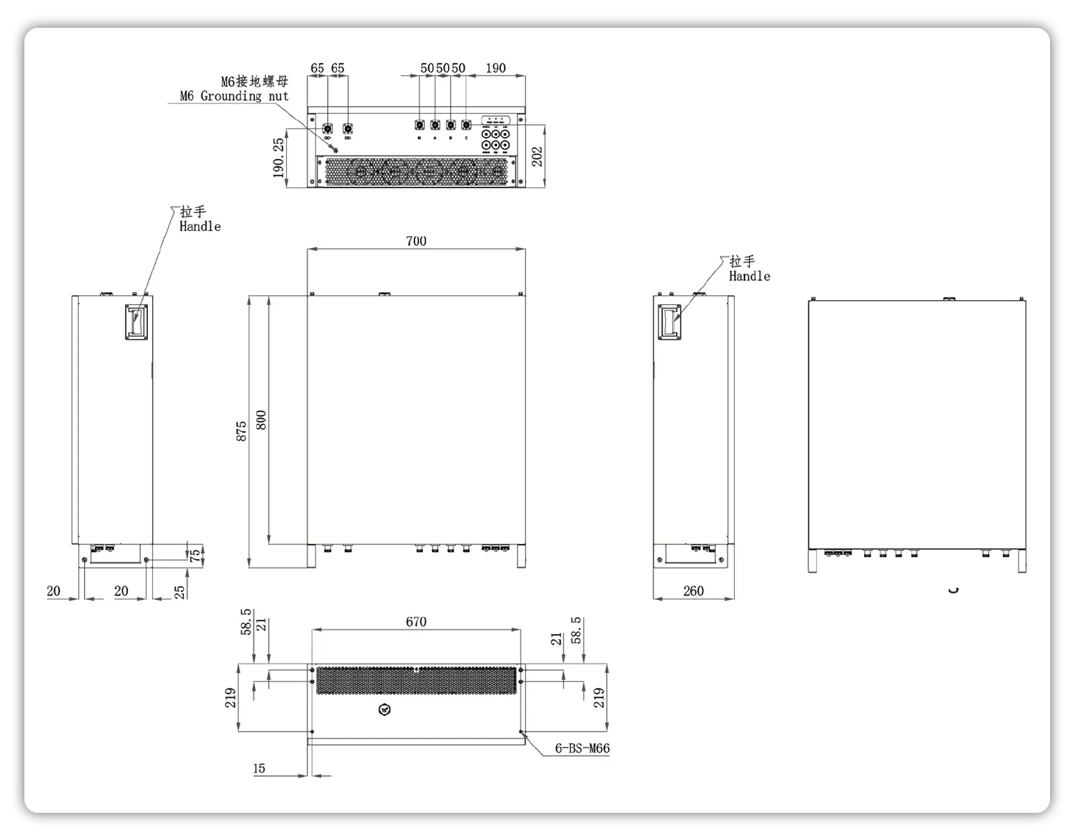 Dimension Of 215KW AC To DC Converter Module